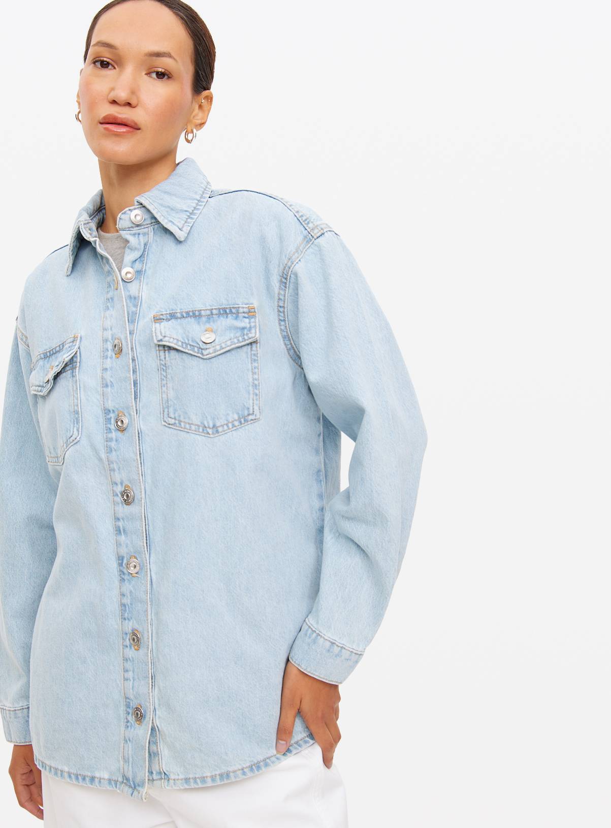 Light Washed Oversized Denim Shirt 16 - Image 1